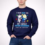 Snoopy Woodstock And Charlie Brown I Wear Blue For My Family Autism Awareness Shirt 3 Sweatshirt