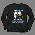 Snoopy Woodstock And Charlie Brown I Wear Blue For My Family Autism Awareness Shirt 4 Long Sleeves