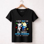 Snoopy Woodstock And Charlie Brown I Wear Blue For My Family Autism Awareness Shirt 5 Womens V Neck1