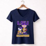 Snoopy Woodstock And Charlie Brown The Peanuts LSU Tigers Champions 2025 5 Womens V Neck 1.jpg