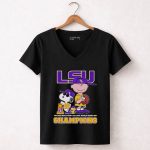 Snoopy Woodstock And Charlie Brown The Peanuts LSU Tigers Champions 2025 7 Womens V Neck 1.jpg