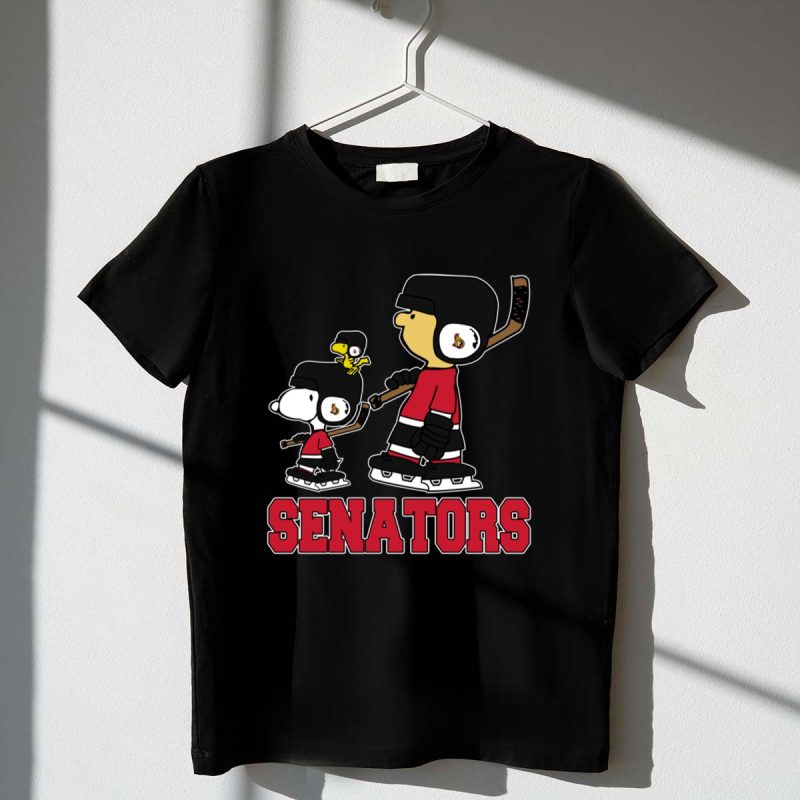 Snoopy Woodstock And Ottawa Senators Ice Hockey Fans 1 T Shirt.jpg