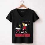 Snoopy Woodstock And Ottawa Senators Ice Hockey Fans 7 Womens V Neck.jpg