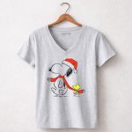 Snoopy Woodstock Charlie Brown Christmas Santa Hat Natalan 7 Womens V Neck 1.jpg