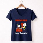 Snoopy Woodstock Charlie Brown Thanksgiving Chicago Bears 5 Womens V Neck