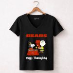Snoopy Woodstock Charlie Brown Thanksgiving Chicago Bears 7 Womens V Neck