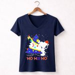 Snoopy Woodstock Christmas Tree Ho Ho Ho New York Giants 5 Womens V Neck
