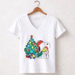 Snoopy Woodstock Christmas Tree Hug Gifts 5 Womens V Neck 1.jpg