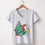 Snoopy Woodstock Christmas Tree Hug Gifts 7 Womens V Neck 1.jpg