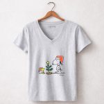 Snoopy Woodstock Christmas Tree Santa Hats 7 Womens V Neck 1.jpg
