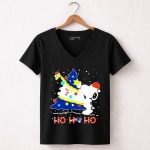 Snoopy Woodstock Decorating Christmas Tree New England Patriots Ho Ho Ho 5 Womens V Neck1