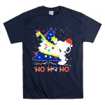 Snoopy Woodstock Decorating Christmas Tree New England Patriots Ho Ho Ho T Shirt 7