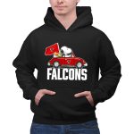 Snoopy Woodstock Driving Car with Atlanta Falcons Flag 2 Hoodie