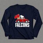 Snoopy Woodstock Driving Car with Atlanta Falcons Flag 6 Long Sleeves