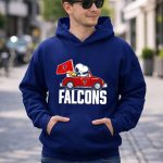 Snoopy Woodstock Driving Car with Atlanta Falcons Flag 8 Hoodie