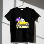 Snoopy Woodstock Driving Car with Vikings Flag Minnesota NFL 1 T Shirt