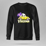 Snoopy Woodstock Driving Car with Vikings Flag Minnesota NFL 9 Sweatshirt