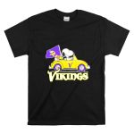 Snoopy Woodstock Driving Car with Vikings Flag Minnesota NFL T Shirt 6