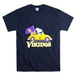 Snoopy Woodstock Driving Car with Vikings Flag Minnesota NFL T Shirt 7