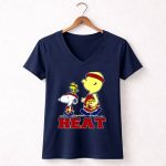 Snoopy Woodstock Heat Team Fans Miami Basketball 5 Womens V Neck