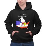 Snoopy Woodstock I Love This Land American Flag USA Map 2 Hoodie