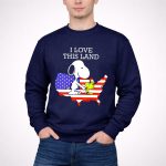 Snoopy Woodstock I Love This Land American Flag USA Map 3 Sweatshirt