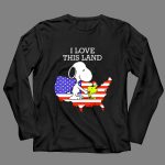 Snoopy Woodstock I Love This Land American Flag USA Map 4 Long Sleeves