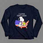 Snoopy Woodstock I Love This Land American Flag USA Map 6 Long Sleeves