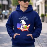 Snoopy Woodstock I Love This Land American Flag USA Map 8 Hoodie