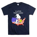 Snoopy Woodstock I Love This Land American Flag USA Map T Shirt 7