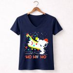 Snoopy Woodstock Las Vegas Raiders Christmas Ho Ho Ho 5 Womens V Neck