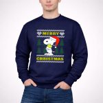 Snoopy Woodstock Merry Christmas Santa Hat Peanuts Holiday Trees 3 Sweatshirt 1.jpg