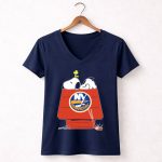 Snoopy Woodstock New York Islanders Peanuts Hockey Mashup 5 Womens V Neck.jpg