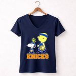Snoopy Woodstock New York Knicks Basketball Fans Peanuts Characters 5 Womens V Neck