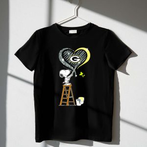 Snoopy Woodstock Painting Green Bay Packers Heart 1 T Shirt