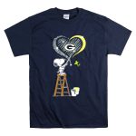 Snoopy Woodstock Painting Green Bay Packers Heart T Shirt 7