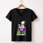 Snoopy Woodstock Sacramento Kings Christmas Tree Holiday Celebration 7 Womens V Neck