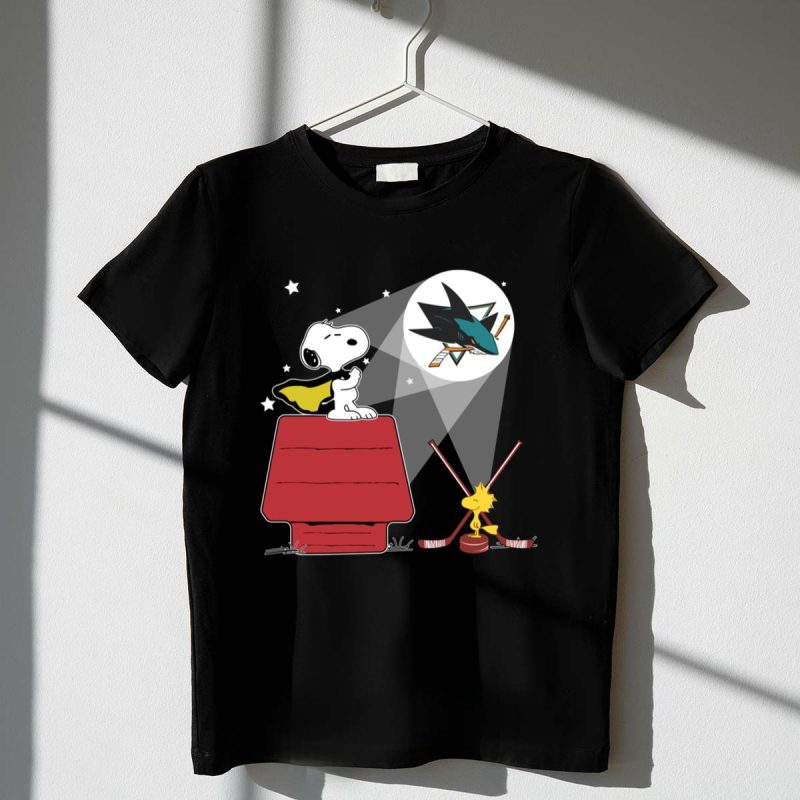 Snoopy Woodstock San Jose Sharks Fan Art Moonlight Scene 1 T Shirt.jpg