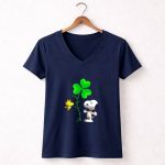 Snoopy You Are My Lucky Charm St Patricks Day With Shamrock and Woodstock 5 Womens V Neck