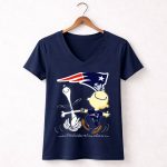 Snoopy and Charlie Brown Dancing with New England Patriots 5 Womens V Neck