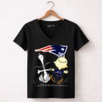 Snoopy and Charlie Brown Dancing with New England Patriots 7 Womens V Neck