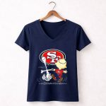 Snoopy and Charlie Brown Dancing with San Francisco 49ers SF 5 Womens V Neck