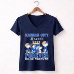 Snoopy and Charlie Brown Kansas City Royals baseball forever not just when we win 57 Womens V Neck.jpg