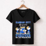 Snoopy and Charlie Brown Kansas City Royals baseball forever not just when we win 7 Womens V Neck.jpg