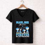 Snoopy and Charlie Brown Miami Marlins baseball forever not just when we win 7 Womens V Neck.jpg