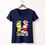 Snoopy and Charlie Brown Missouri Tigers x Kansas City Chiefs Skyline 5 Womens V Neck