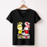 Snoopy and Charlie Brown Missouri Tigers x Kansas City Chiefs Skyline 7 Womens V Neck
