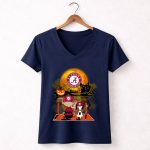 Snoopy and Charlie Brown Pumpkin Alabama Crimson Tide Halloween Moon 5 Womens V Neck