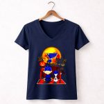 Snoopy and Charlie Brown Pumpkin St Louis Blues Cardinals Halloween Moon 5 Womens V Neck.jpg