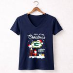 Snoopy and Charlie Brown Santa Green Bay Packers this is my Christmas 5 Womens V Neck